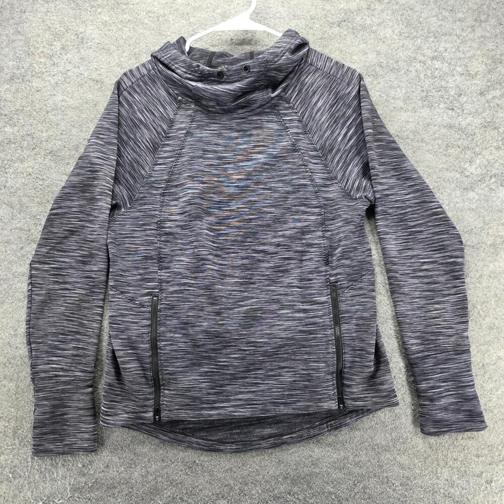 Athleta Hoodie Womens XS Gray Pullover Hooded Pockets Lined Fleece Cowl